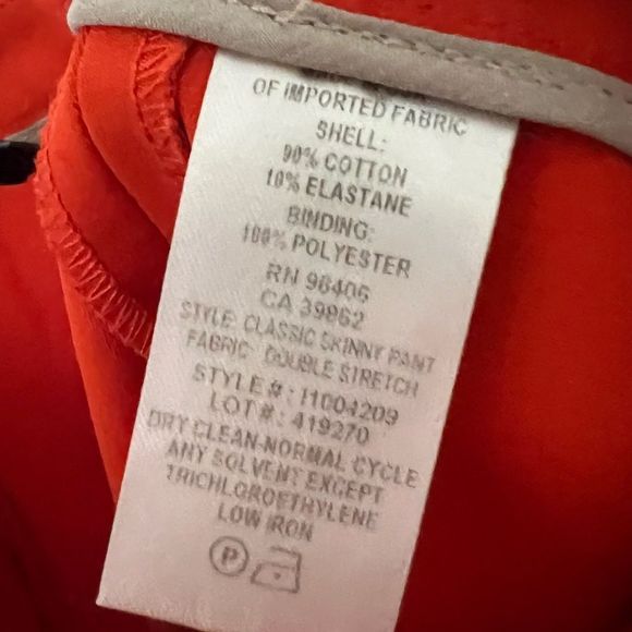 Theory Classic Skinny Pant in Double Stretch Cotton Fire Opal Size 6 - Picture 6 of 7